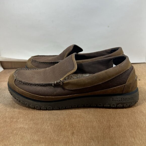 LL Bean Slippers Men Size 11 Brown Shearling Lined main image 5